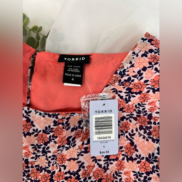 Torrid NWT Pink Floral Sleeveless Sheer Tunic Size 4X - Picture 8 of 8